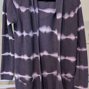 Belldini Purple and White Cardigan Dith Hood